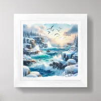 Winter Coastal Beach Art for Small Spaces Framed Art