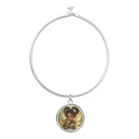 Cute Anime Fairy Girl and Chibi Dragon Bangle Bracelet