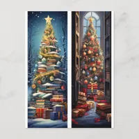 Bookmarks:  Christmas Trees with Books Promotional Holiday Postcard