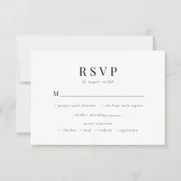 Minimal Black and White Classic Monogram Wedding RSVP Card