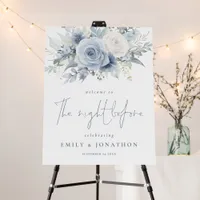 Modern Dusty Blue Florals Night Before Welcome Foam Board