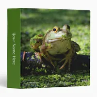 Cute Green Frog Strikes a Pose on the Hose 3 Ring Binder