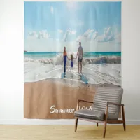 Family photo summer vacation memory text tapestry