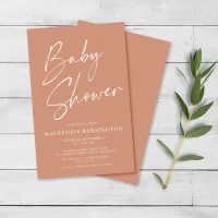 Budget Boho Terracotta Script Baby Shower FLYER