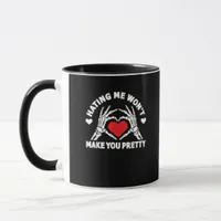 Hating Me Won't Make You Pretty Skeleton Hand Hear Mug