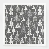 Black White Christmas Pattern#6 ID1009 Paper Dinner Napkins