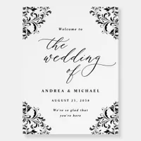 Elegant Black & White Wedding Welcome Sign Vintage