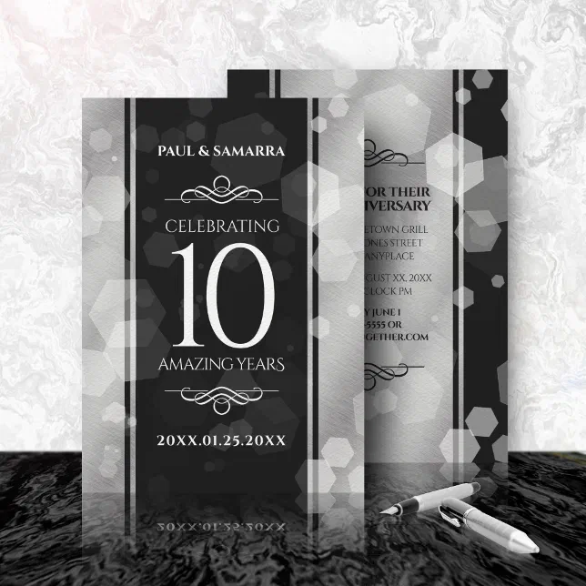 Elegant 10th Tin Wedding Anniversary Celebration Invitation