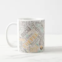 Coffee on Burlap Word Cloud Teal ID283 Coffee Mug