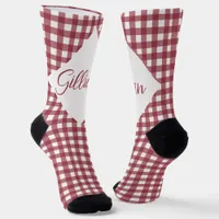 Customizable Red and White Checkers Crew Socks