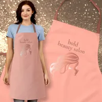 Custom Beauty Salon Name Pink & Rose Gold Staff Apron