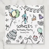 Hand Drawn 1st Birthday Favor Tags