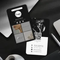 Modern Black Instagram 4 Photo Collage Business Card