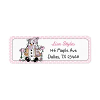 Christmas Hand drawn Snowman Pink Label