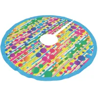 [Beatnik Bubbles] Retro Polka Dot Striped Blue Brushed Polyester Tree Skirt