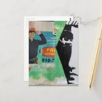 Random Collage Working Man and a Face Postcard