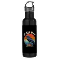 F-Caw-F Raven Moon Gothic Halloween Crow Bird Love Stainless Steel Water Bottle