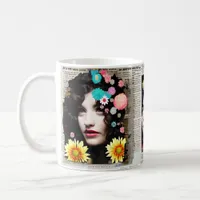 Paper Collage Style Art | Women and Flowers Coffee Mug