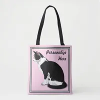 Black and White Tuxedo Cat Personalized Tote Bag