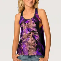 Modern fractal in black and purple tank top