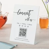 Elegant Script Social Media Single QR Code Pedestal Sign