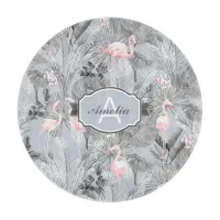 Flamingo Orchid Tropical Pattern Gray ID868 Cutting Board