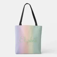 Personalized Pastel Rainbow Water Colors Tote Bag