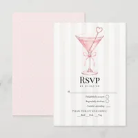 Elegant Pink Martini Cocktail Wedding RSVP Card