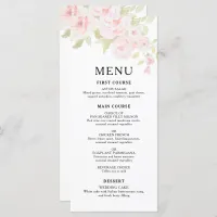 Blush Pink Rose Floral Watercolor Wedding Menu