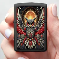 Colorful Owl with Celestial Symbols Zippo Lighter