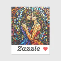 A Romantic Embrace | Mosaic Women Ai Art Sticker
