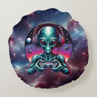 Gaming Alien Extraterrestrial Being Round Pillow