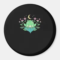 Cottagecore Goblincore Moon Flowers Forest Frog Mu Magnet