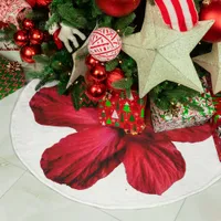 Red Hibiscus Flower Tree Skirt