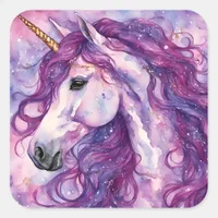 Unicorn Purple Mane Square Sticker