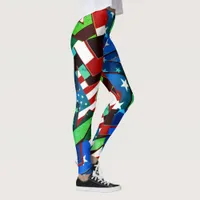 American Flag Stars Greenleaf Abstract Leggings