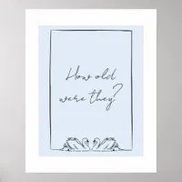 How Old Were They? Bridal Shower Game Swans Simple Poster