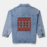 Southwest Mesas Turquoise & Red Geometric Pattern Denim Jacket