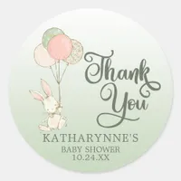 Cute Vintage Bunny Baby Shower Thank You Classic Round Sticker