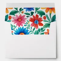 Colorful Mexican Floral Fiesta Wedding Envelope