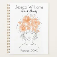 Cute pretty girl peach watercolor roses-Floral Planner