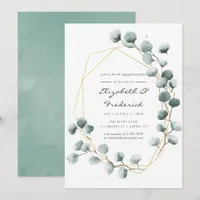 Watercolor Eucalyptus Geometric Engagement Party Invitation