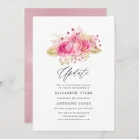 Pink and Gold Roses Wedding Update Invitation
