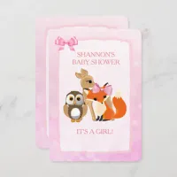 Cute Woodlands Animals Fox Baby Shower Invitation