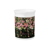 Pink Floral Black  Beverage Pitcher