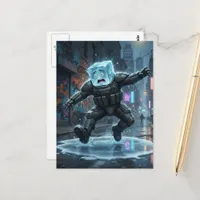 Silly icecube falling on ice  postcard
