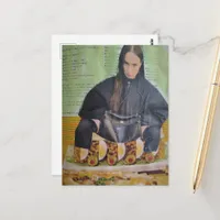 Woman Sitting on Foods From 1972 Surreal Collage Postcard
