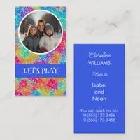 Colorful floral Mom to photo blue Let's play Calling Card