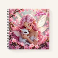 Pretty Pink Elven Fairy & Dragon Personalized Notebook