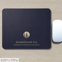 Elegant Blue Gold Seal Logo Mouse Pad